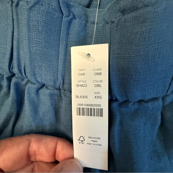 NEW J. Crew High Waist Blue Women's linen Shorts size XXS elastic waist - Picture 6 of 9